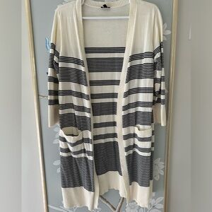 Talbots Navy and Cream open Cardigan